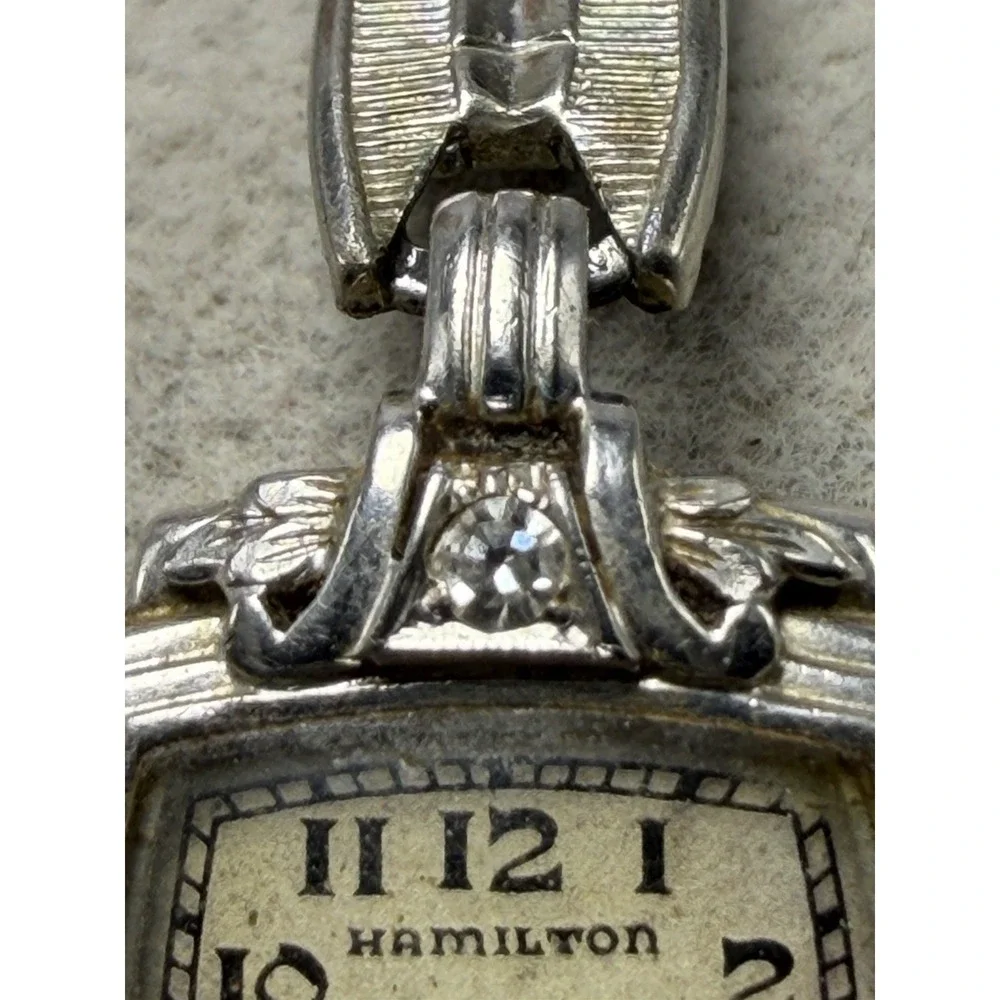 Hamilton Vintage Ladies Watch Solid 14K‎ White Gold Diamonds Works 14MM 6